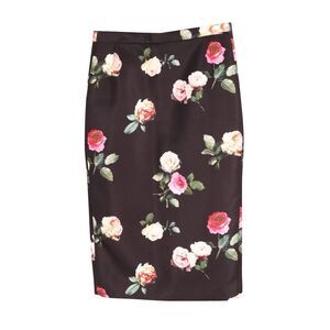 N.21 Floral Midi Pencil Skirt in Black Print Silk